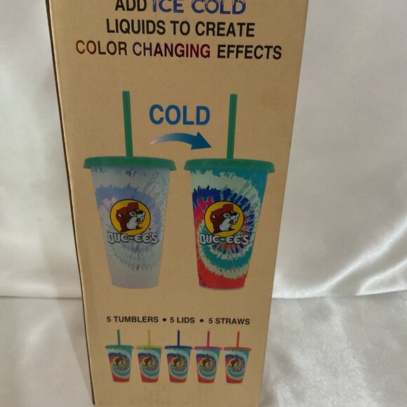 Buc-Ees Color-Changing Tumblers (5 Pack) With Lids & Straws 25 Oz BPA-Free Reusa - Picture 4 of 6